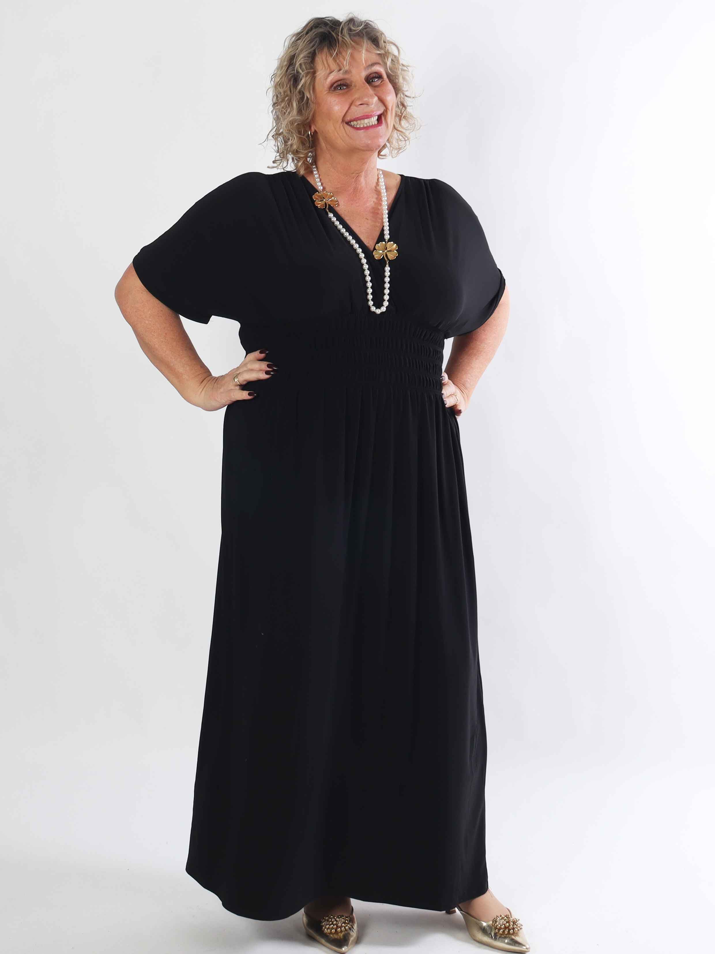 Pams Plain - Elastisk plus size kjole med smock